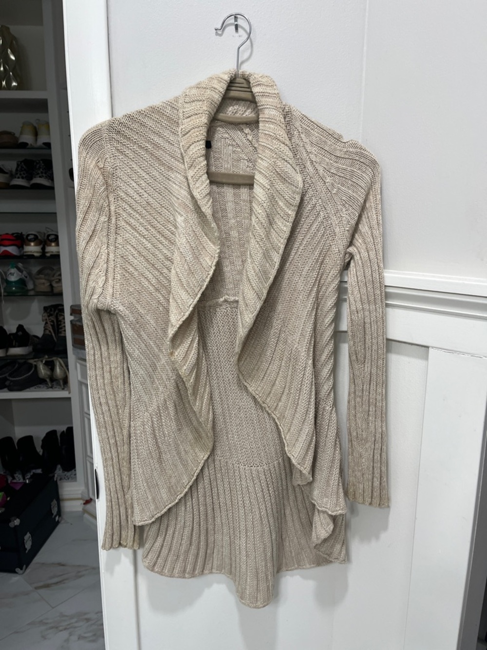 FALL ITEM 🍁Open-Front Ribbed Shawl-Collar Cardigan